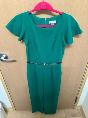 Calvin Klein Green Jumpsuit with Slim Black Belt